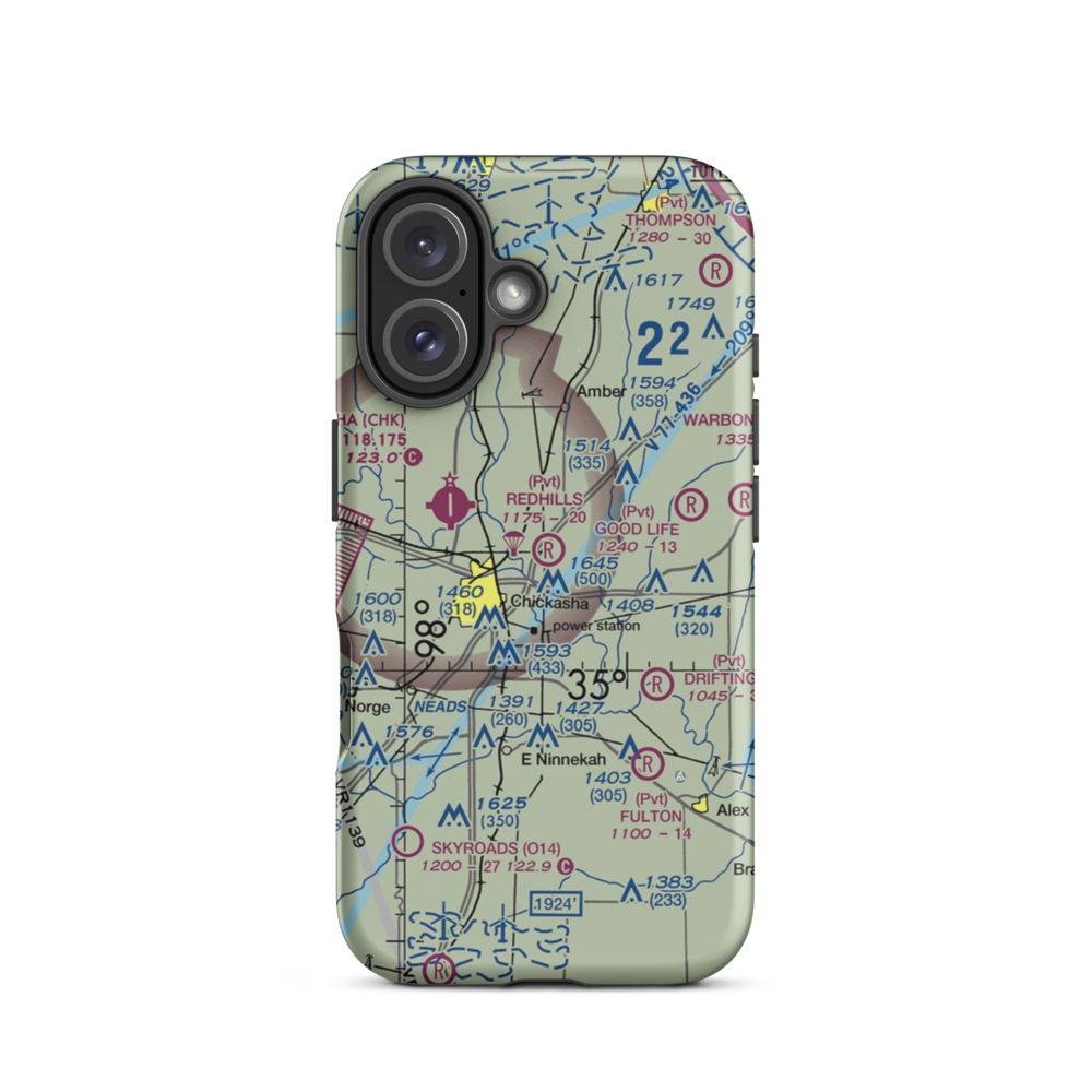Redhills Airport (6OK2) VFR Sectional  Tough iPhone Case iPhone 16 model shown