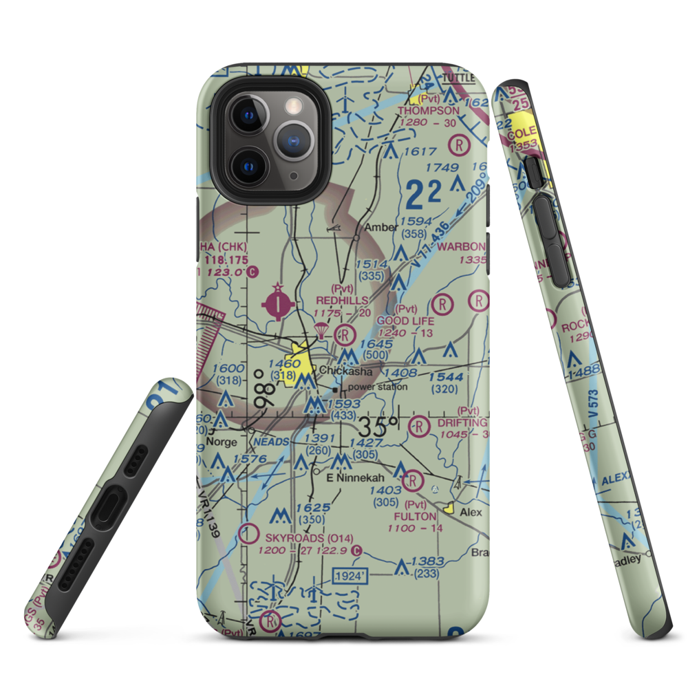 Redhills Airport (6OK2) VFR Sectional  Tough iPhone Case iPhone 11 Pro Max model shown
