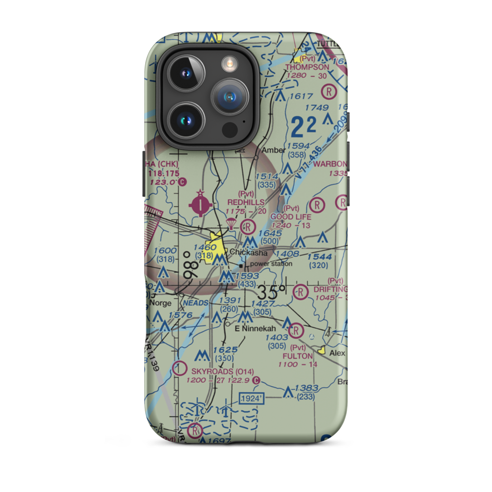 Redhills Airport (6OK2) VFR Sectional  Tough iPhone Case iPhone 16 Pro Max model shown