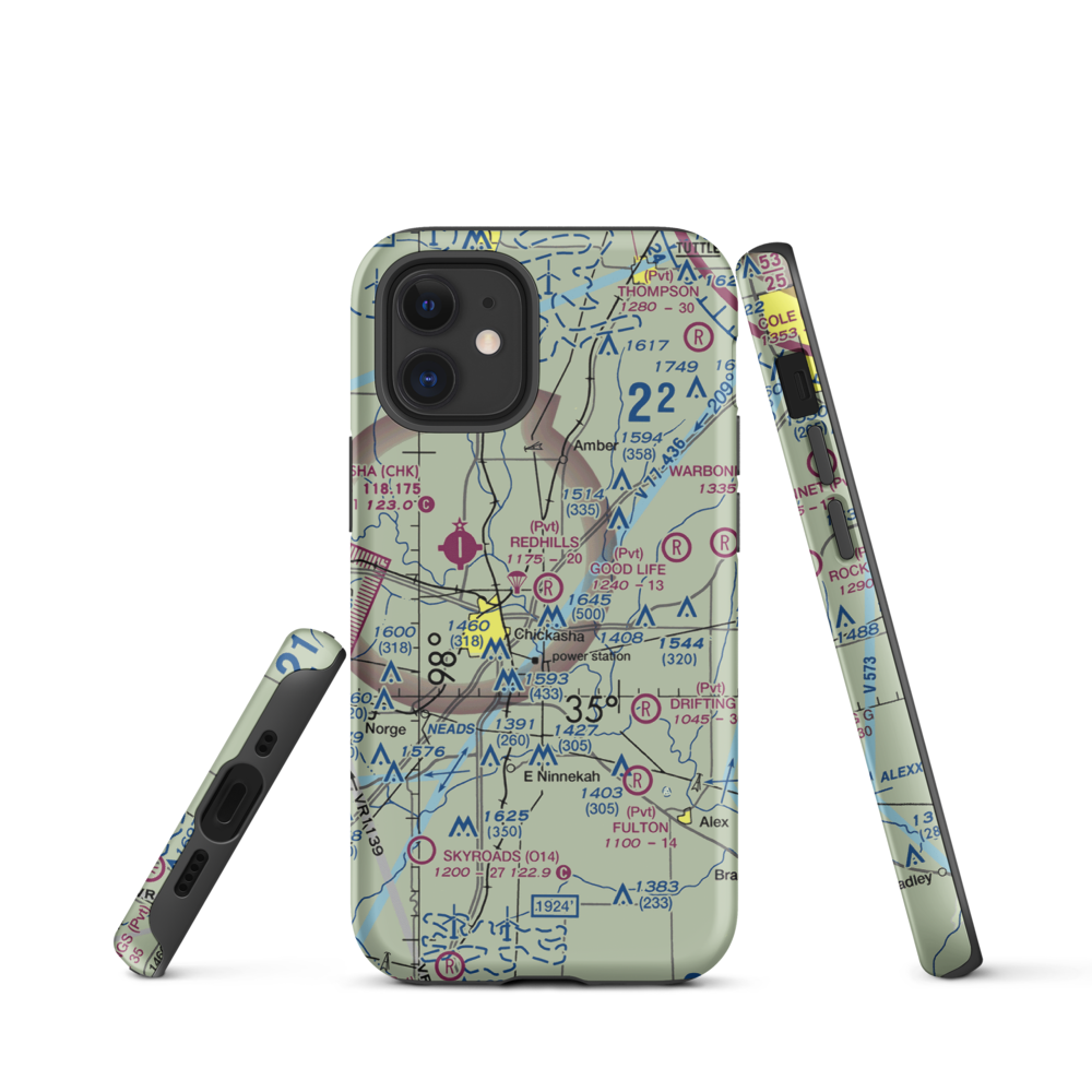 Redhills Airport (6OK2) VFR Sectional  Tough iPhone Case iPhone 12 mini model shown