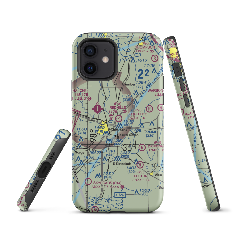 Redhills Airport (6OK2) VFR Sectional  Tough iPhone Case iPhone 12 model shown