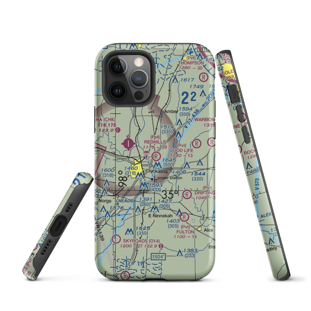 Redhills Airport (6OK2) VFR Sectional  Tough iPhone Case iPhone 12 Pro model shown
