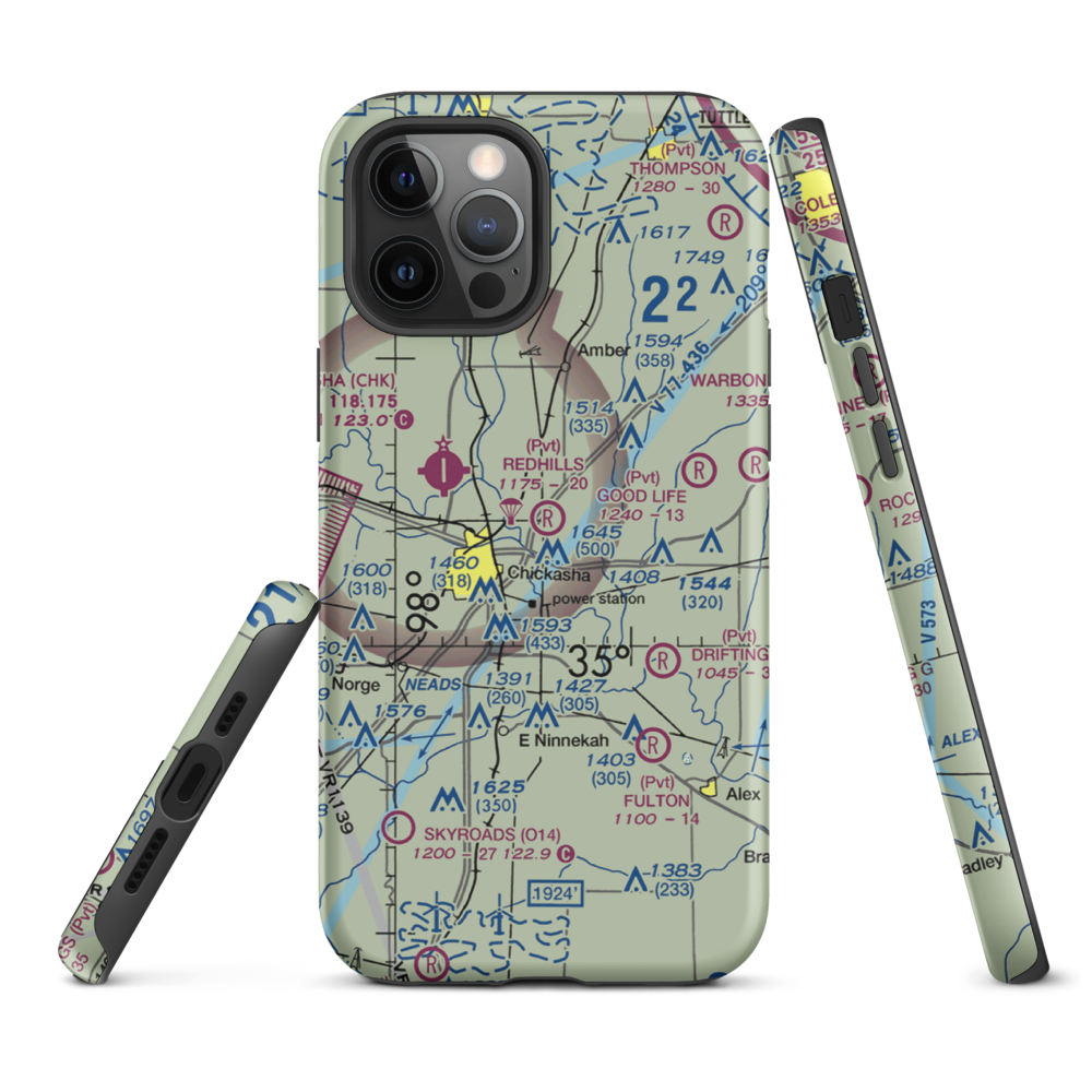 Redhills Airport (6OK2) VFR Sectional  Tough iPhone Case iPhone 12 Pro Max model shown