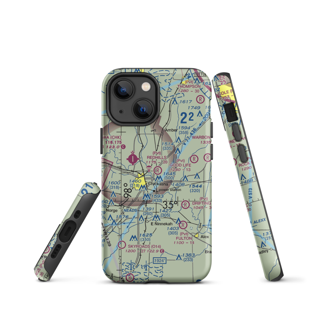 Redhills Airport (6OK2) VFR Sectional  Tough iPhone Case iPhone 13 mini model shown