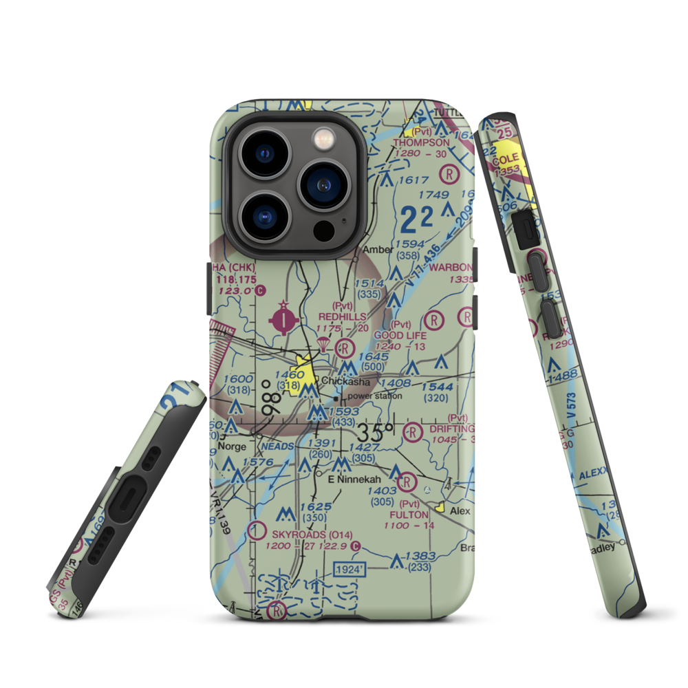 Redhills Airport (6OK2) VFR Sectional  Tough iPhone Case iPhone 13 Pro model shown
