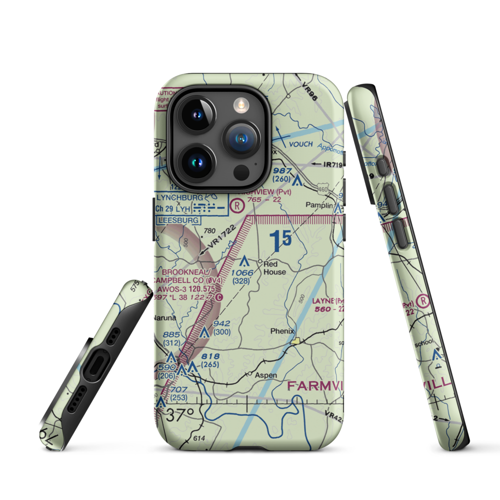Redhouse Airfield (7VA5) VFR Sectional  Tough iPhone Case iPhone 15 Pro model shown