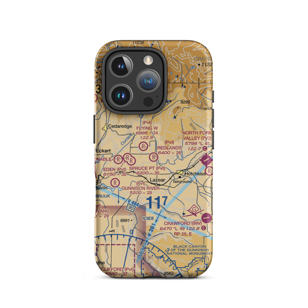 Redlands Airport (44CO) VFR Sectional  Tough iPhone Case iPhone 16 Pro model shown