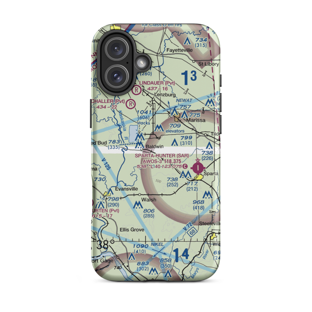 Redpath Restricted Landing Area (IL35) VFR Sectional  Tough iPhone Case iPhone 16 Plus model shown