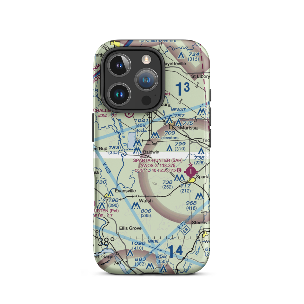 Redpath Restricted Landing Area (IL35) VFR Sectional  Tough iPhone Case iPhone 16 Pro model shown