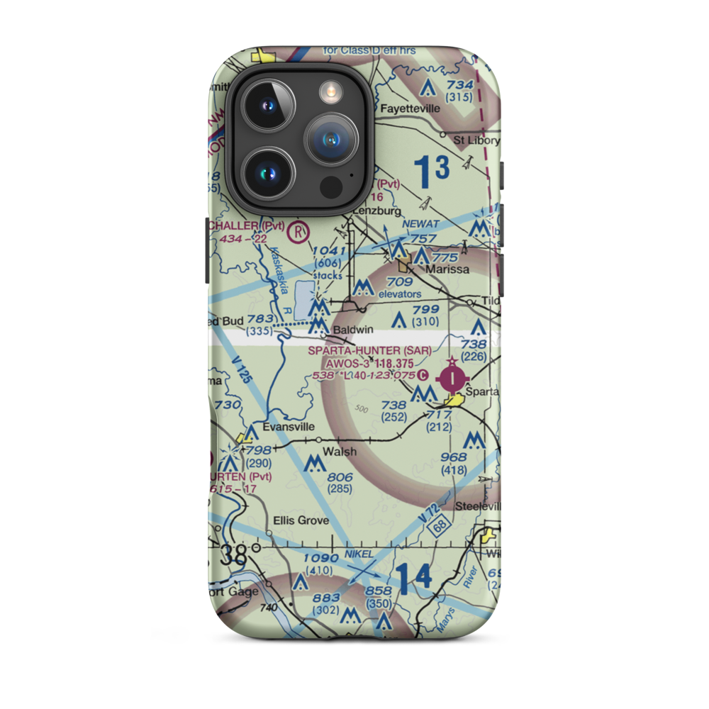 Redpath Restricted Landing Area (IL35) VFR Sectional  Tough iPhone Case iPhone 16 Pro Max model shown