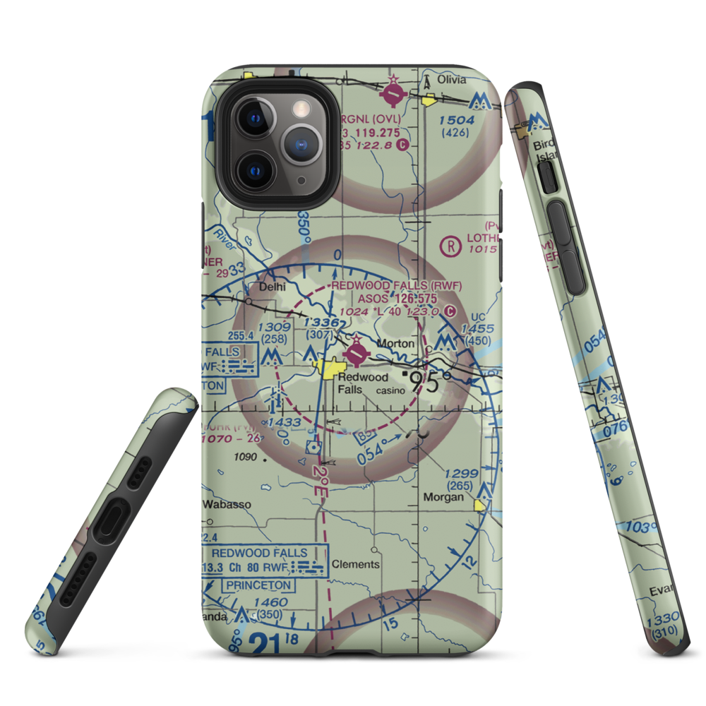 Redwood Falls Municipal Airport (RWF) VFR Sectional  Tough iPhone Case iPhone 11 Pro Max model shown