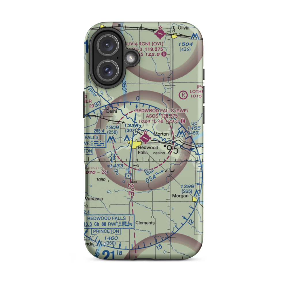 Redwood Falls Municipal Airport (RWF) VFR Sectional  Tough iPhone Case iPhone 16 Plus model shown