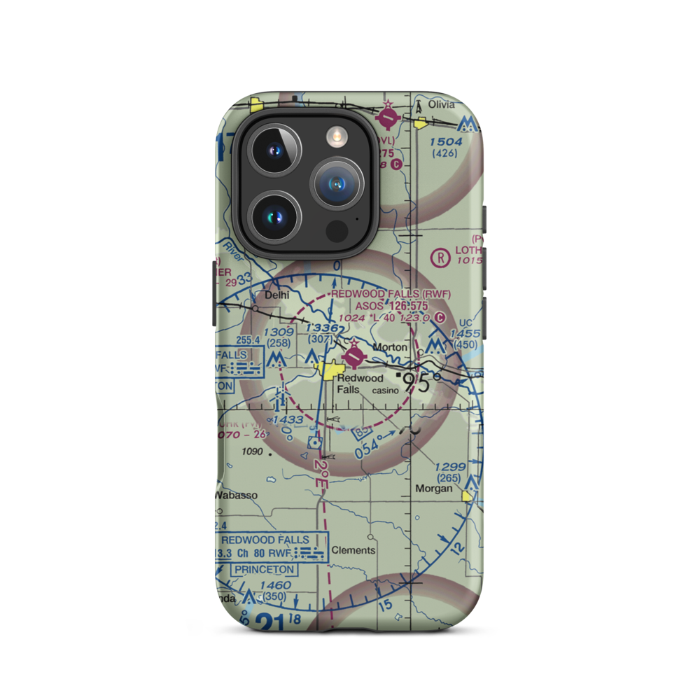 Redwood Falls Municipal Airport (RWF) VFR Sectional  Tough iPhone Case iPhone 16 Pro model shown