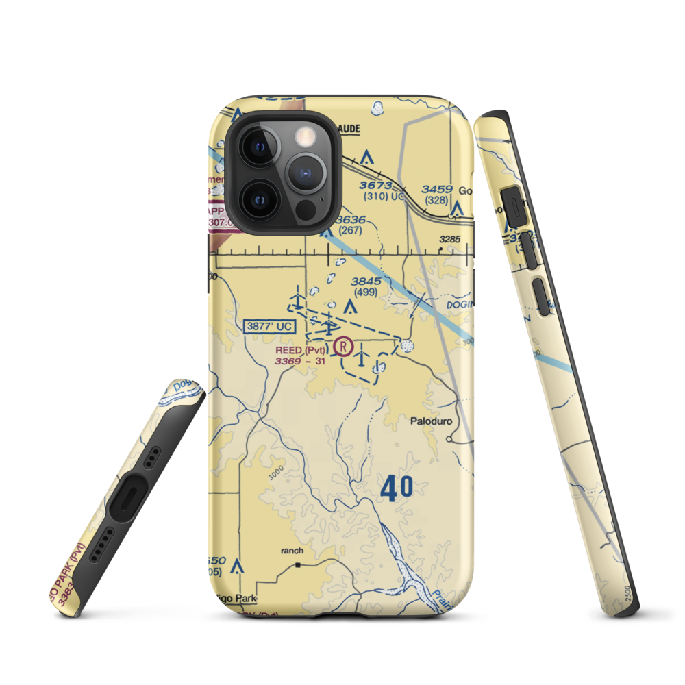 Reed Airport (5TA4) VFR Sectional  Tough iPhone Case iPhone 12 Pro model shown