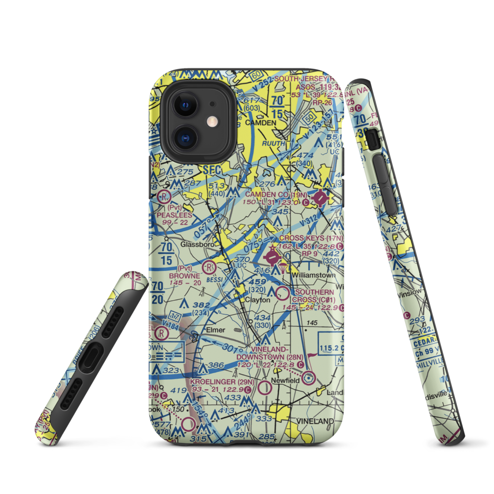 Reeder Airport (NJ64) VFR Sectional  Tough iPhone Case iPhone 11 model shown