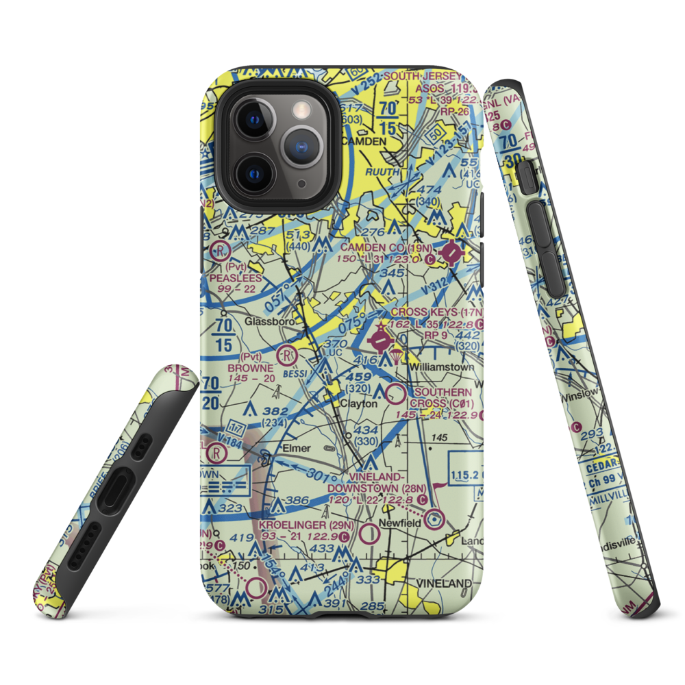 Reeder Airport (NJ64) VFR Sectional  Tough iPhone Case iPhone 11 Pro model shown