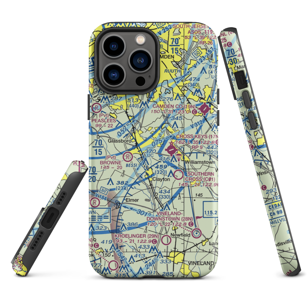Reeder Airport (NJ64) VFR Sectional  Tough iPhone Case iPhone 13 Pro Max model shown
