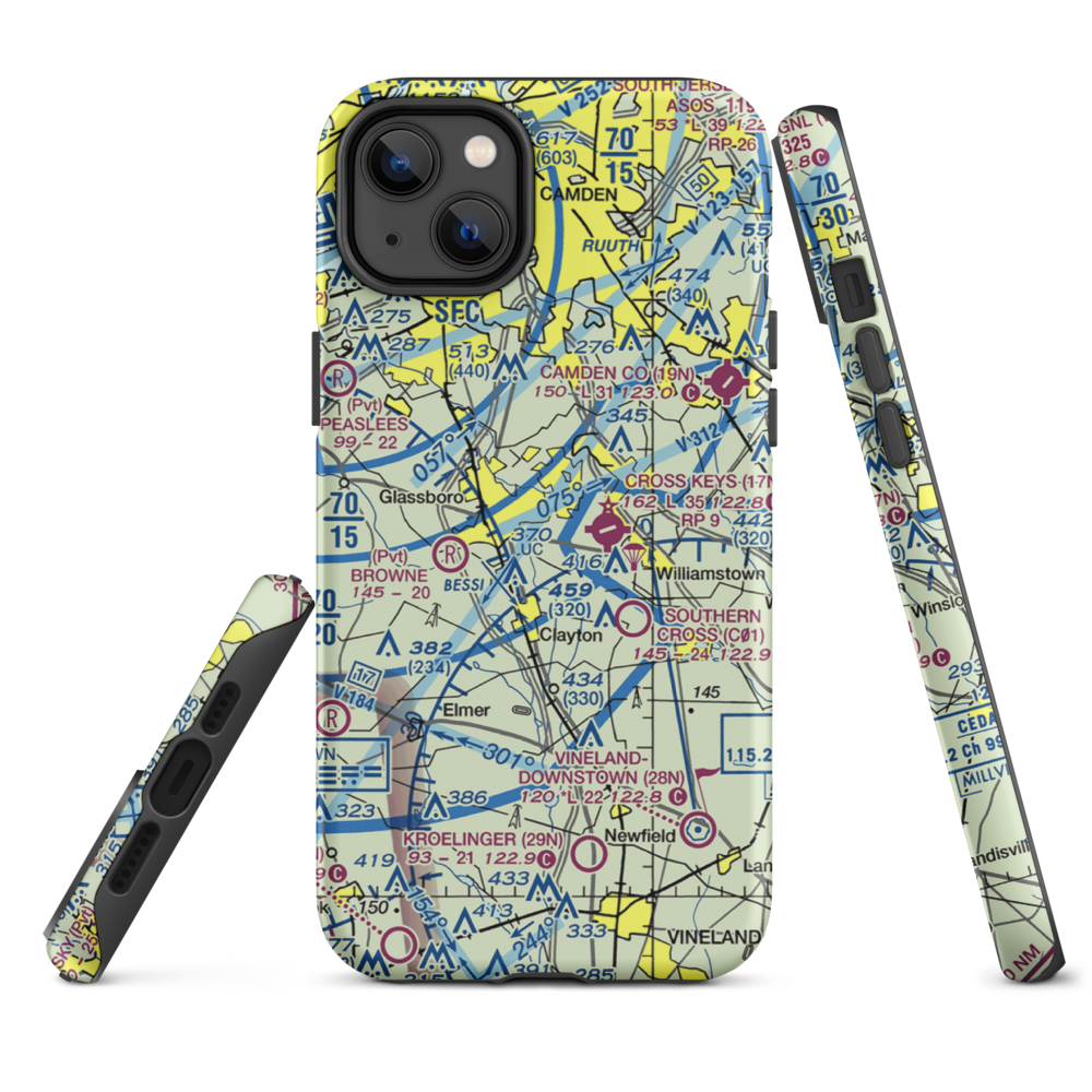 Reeder Airport (NJ64) VFR Sectional  Tough iPhone Case iPhone 14 Plus model shown