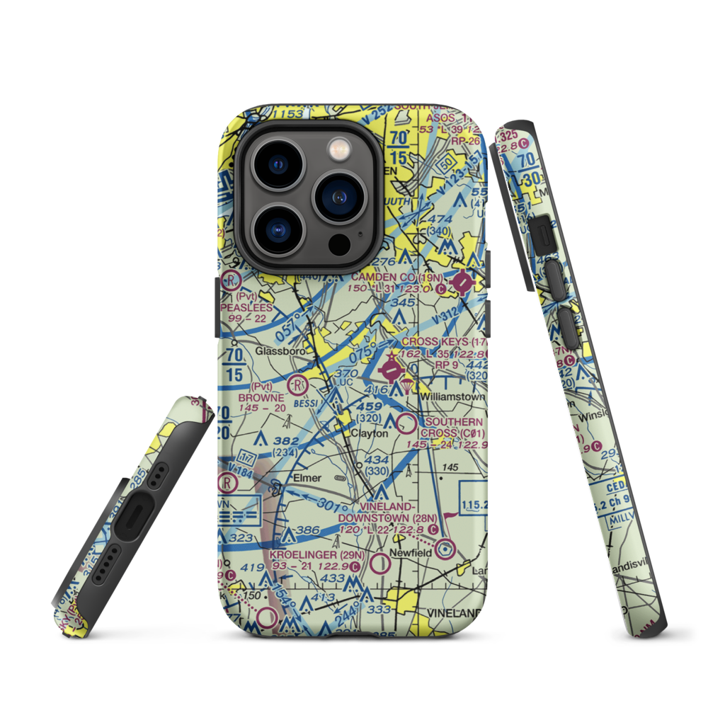 Reeder Airport (NJ64) VFR Sectional  Tough iPhone Case iPhone 14 Pro model shown