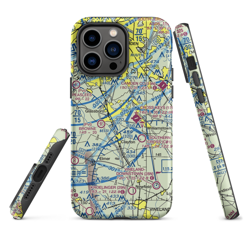 Reeder Airport (NJ64) VFR Sectional  Tough iPhone Case iPhone 14 Pro Max model shown