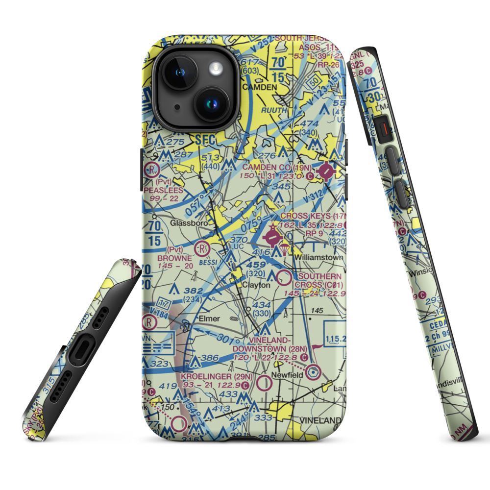 Reeder Airport (NJ64) VFR Sectional  Tough iPhone Case iPhone 15 Plus model shown