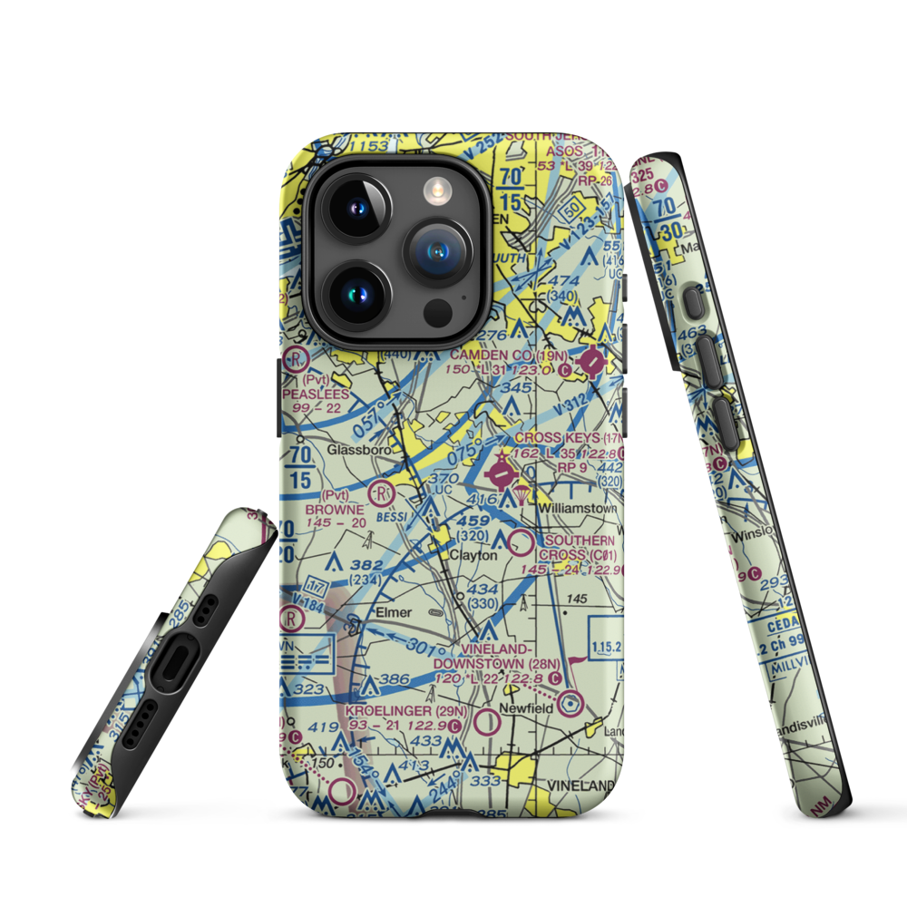 Reeder Airport (NJ64) VFR Sectional  Tough iPhone Case iPhone 15 Pro model shown