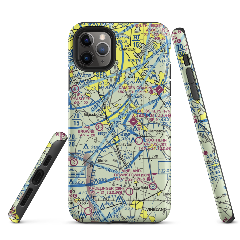 Reeder Airport (NJ64) VFR Sectional  Tough iPhone Case iPhone 11 Pro Max model shown