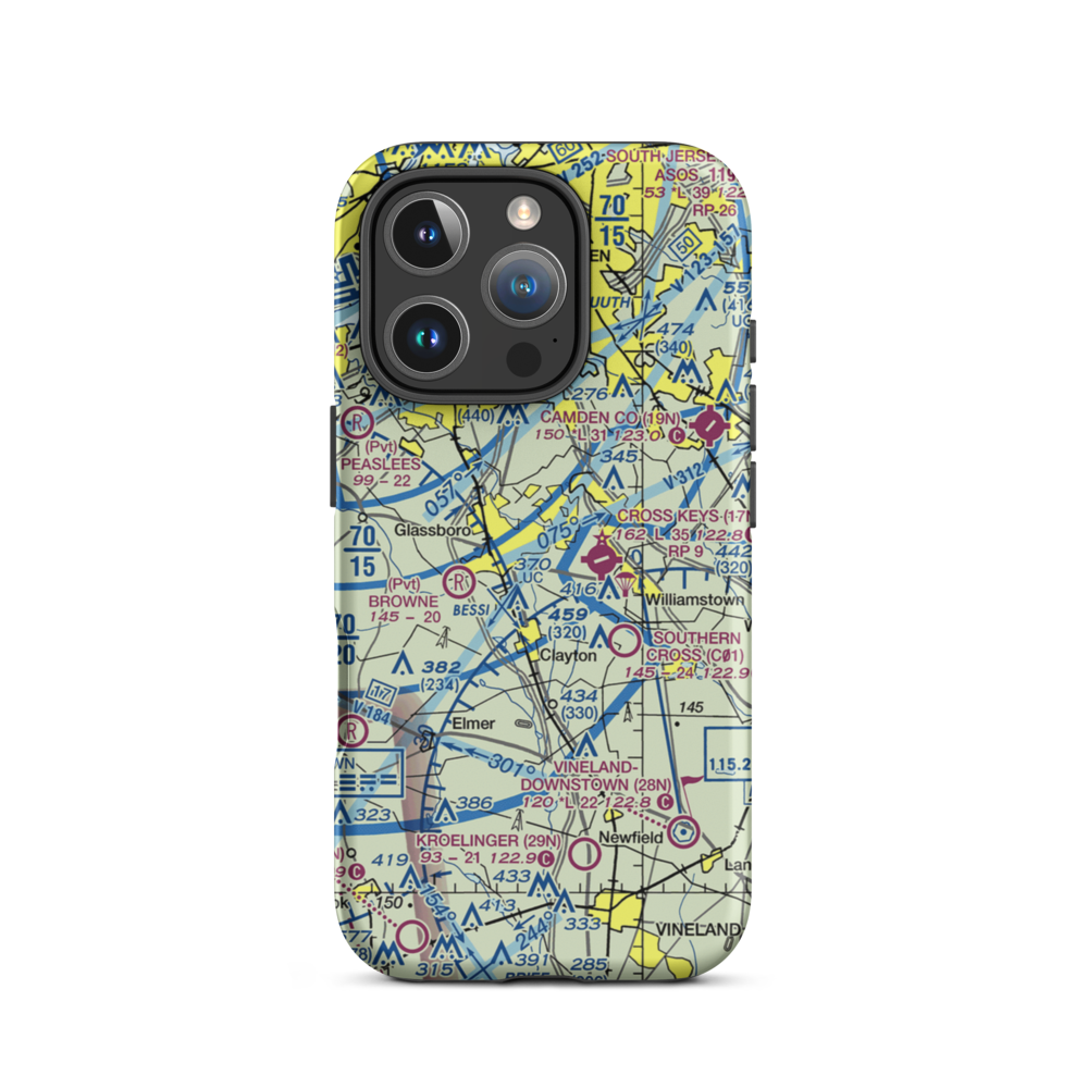 Reeder Airport (NJ64) VFR Sectional  Tough iPhone Case iPhone 16 Pro model shown