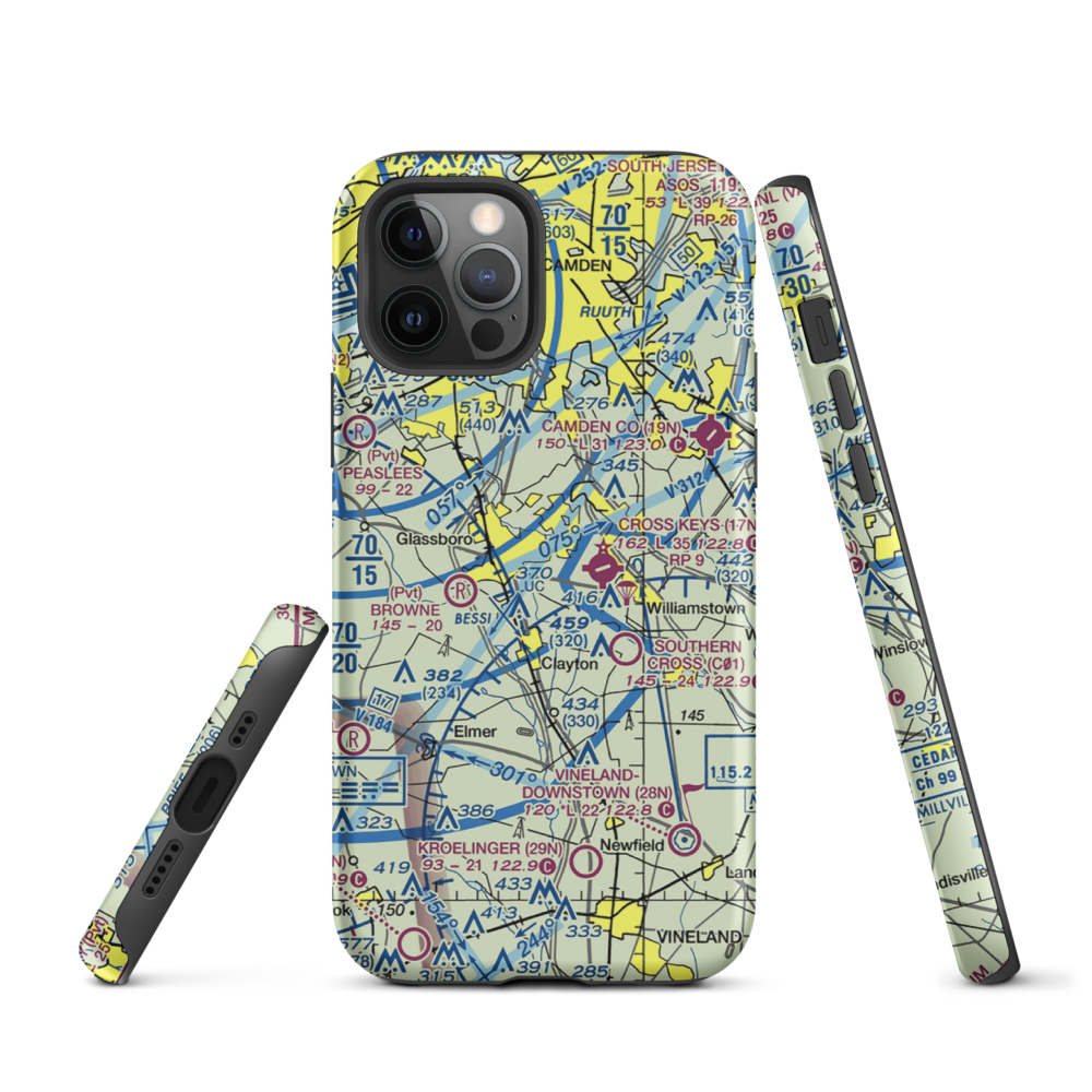 Reeder Airport (NJ64) VFR Sectional  Tough iPhone Case iPhone 12 Pro model shown