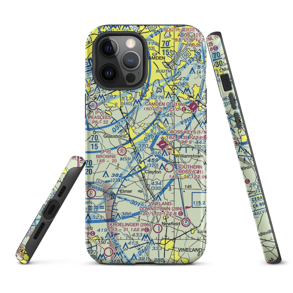 Reeder Airport (NJ64) VFR Sectional  Tough iPhone Case iPhone 12 Pro Max model shown