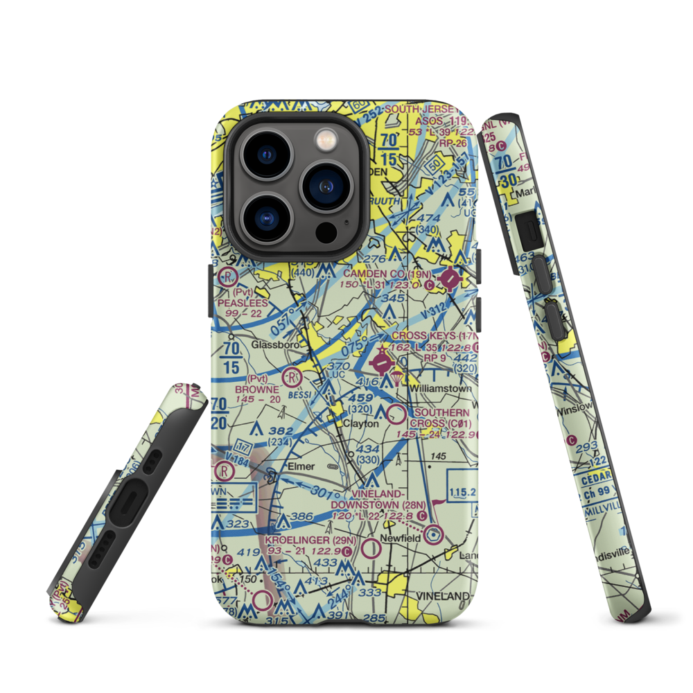 Reeder Airport (NJ64) VFR Sectional  Tough iPhone Case iPhone 13 Pro model shown