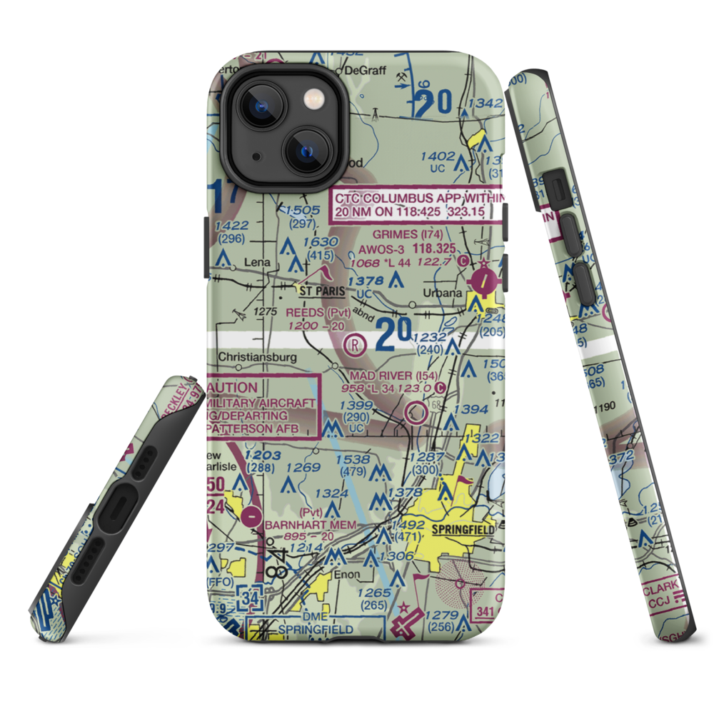 Reeds Airport (24OI) VFR Sectional  Tough iPhone Case iPhone 14 Plus model shown