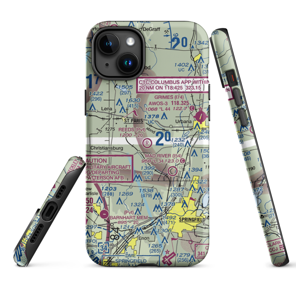 Reeds Airport (24OI) VFR Sectional  Tough iPhone Case iPhone 15 Plus model shown