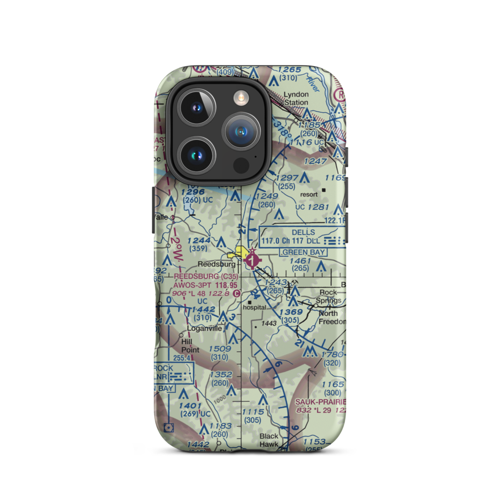 Reedsburg Municipal Airport (C35) VFR Sectional  Tough iPhone Case iPhone 16 Pro model shown