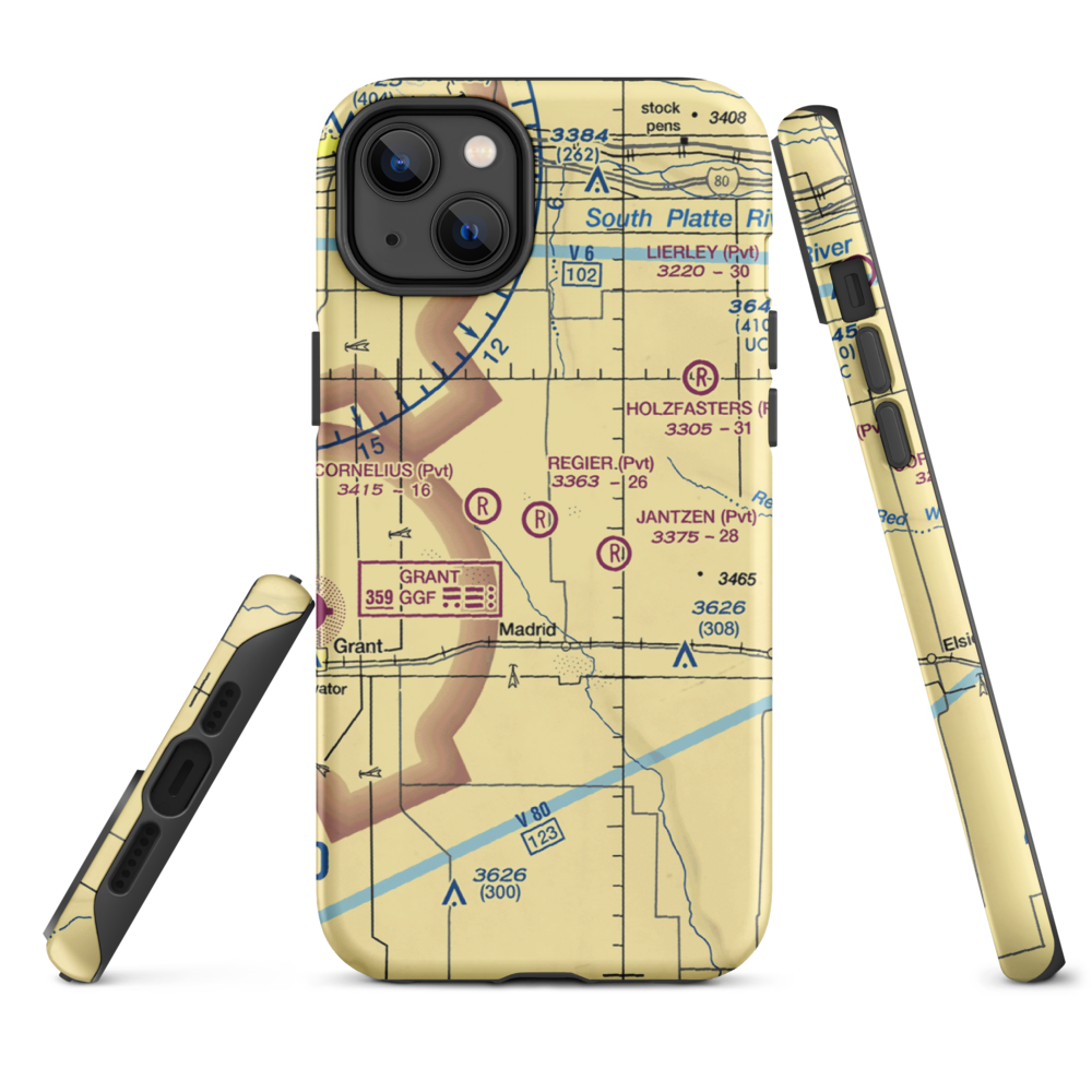 Regier Brothers Airport (4NE0) VFR Sectional  Tough iPhone Case iPhone 14 Plus model shown