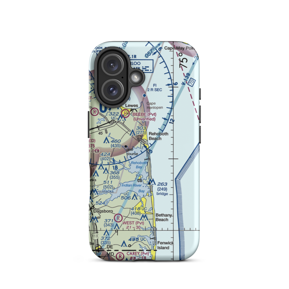 Rehoboth Bay Seaplane Base (DE13) VFR Sectional  Tough iPhone Case iPhone 16 model shown