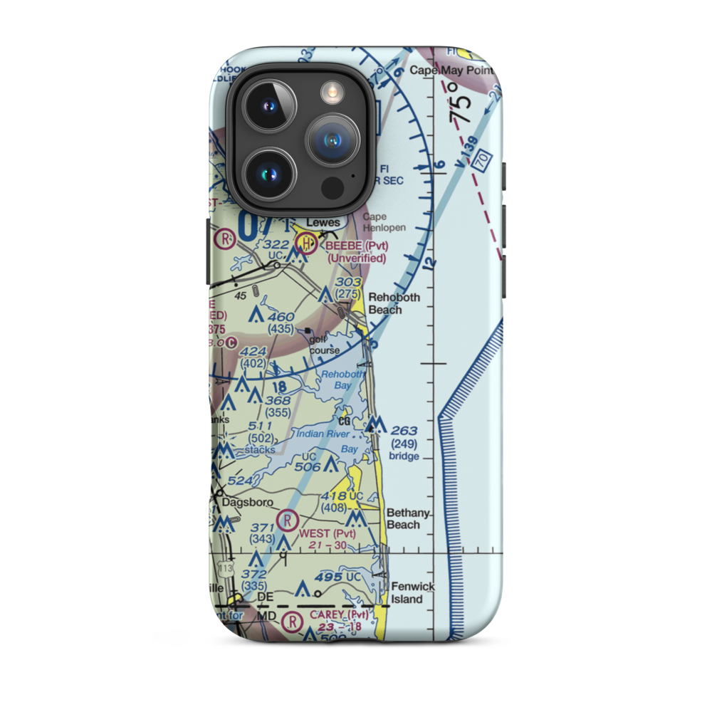 Rehoboth Bay Seaplane Base (DE13) VFR Sectional  Tough iPhone Case iPhone 16 Pro Max model shown