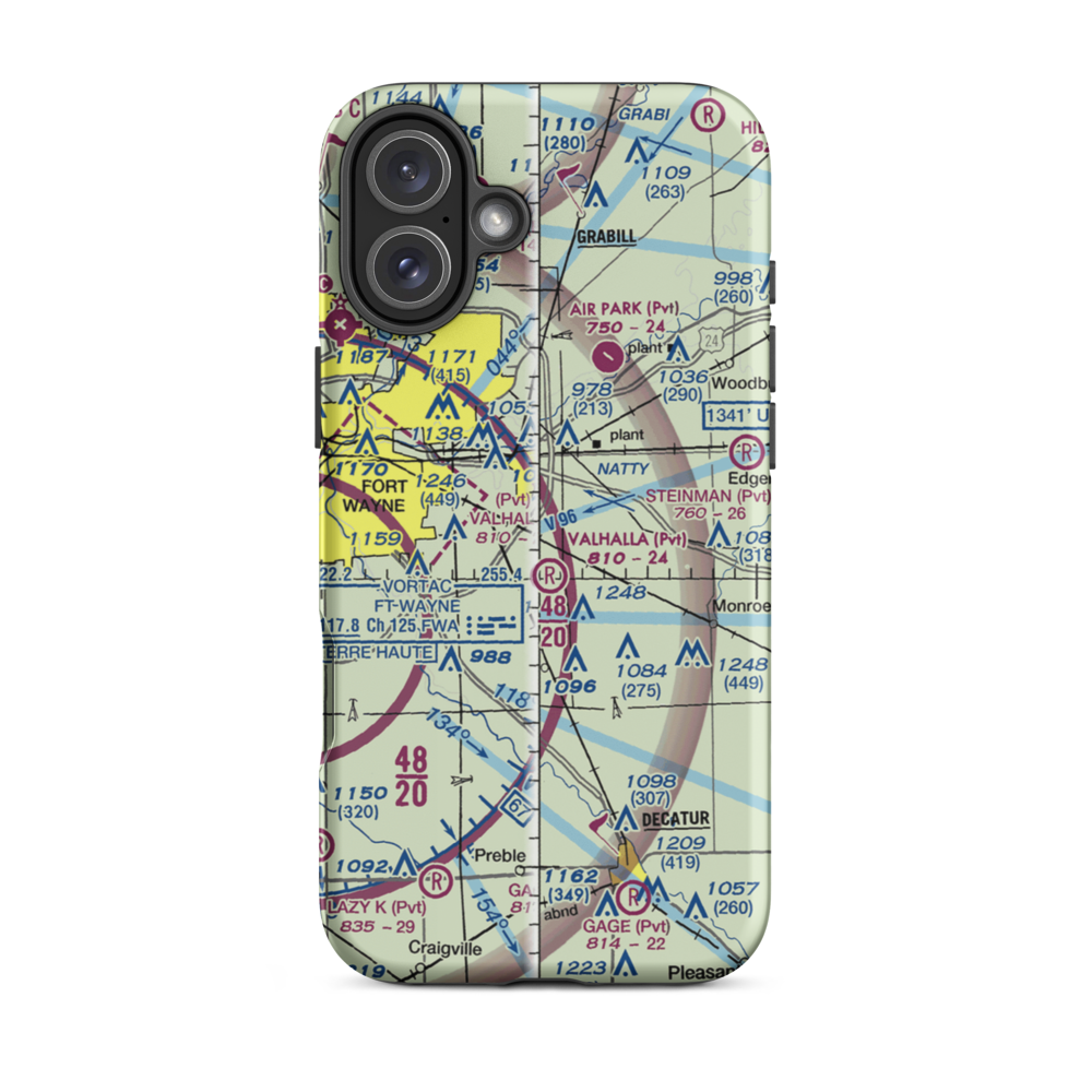 Reichhart Airport (05II) VFR Sectional  Tough iPhone Case iPhone 16 Plus model shown