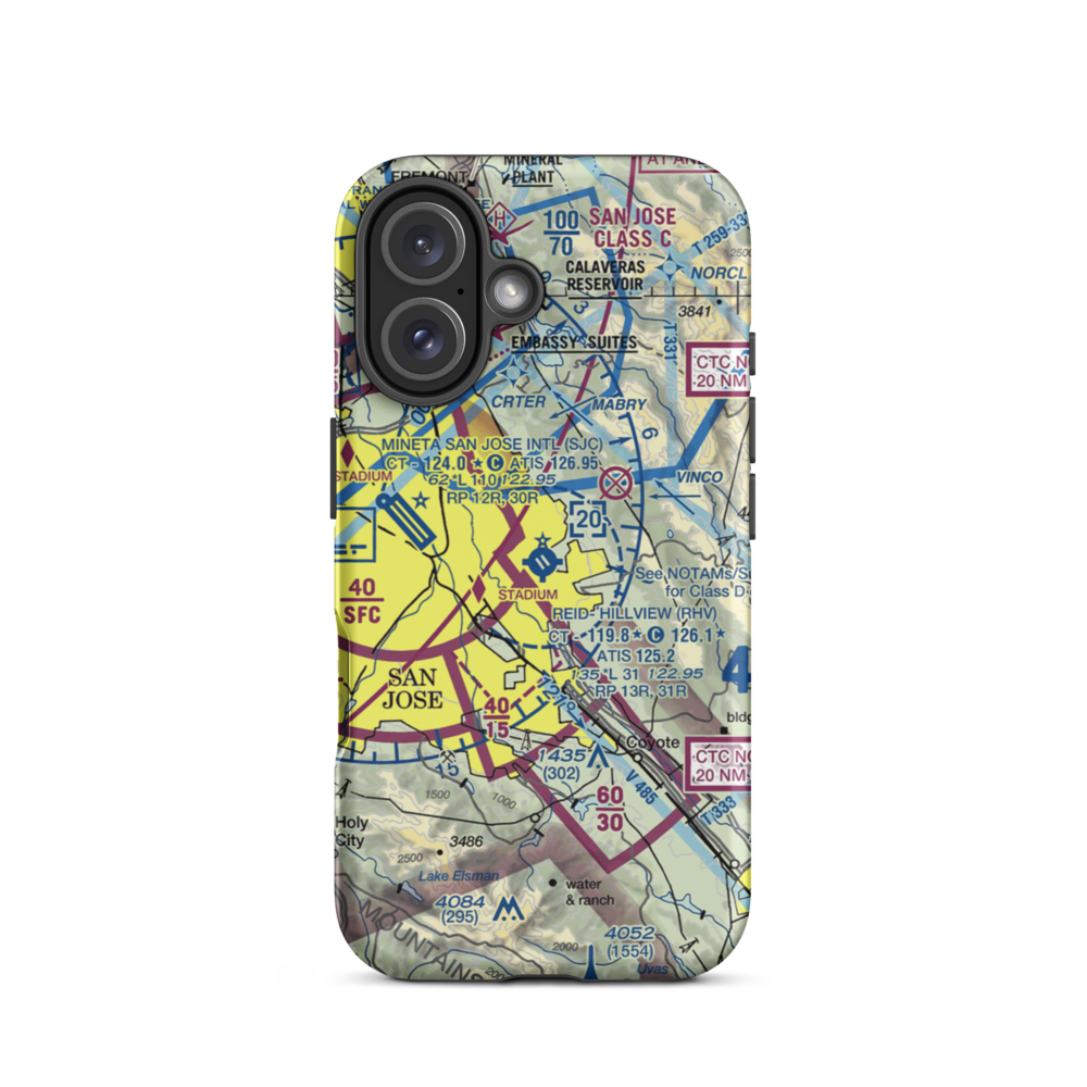 Reid-Hillview Airport of Santa Clara County (RHV) VFR Sectional  Tough iPhone Case iPhone 16 model shown