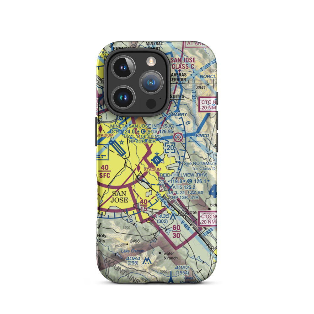 Reid-Hillview Airport of Santa Clara County (RHV) VFR Sectional  Tough iPhone Case iPhone 16 Pro model shown