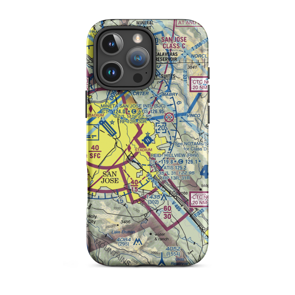 Reid-Hillview Airport of Santa Clara County (RHV) VFR Sectional  Tough iPhone Case iPhone 16 Pro Max model shown