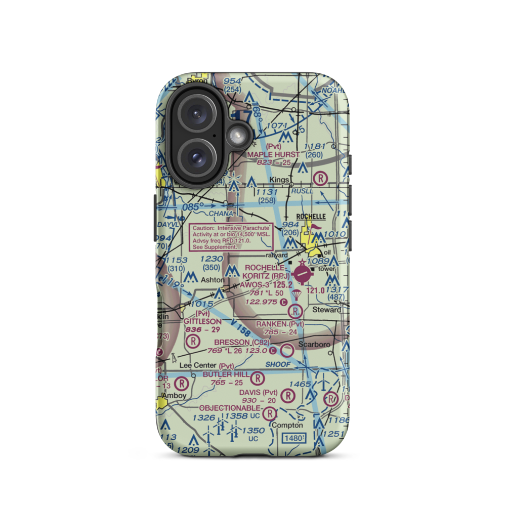 Reinke Airport (75IS) VFR Sectional  Tough iPhone Case iPhone 16 model shown
