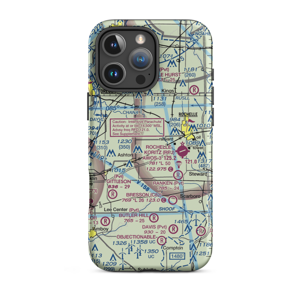 Reinke Airport (75IS) VFR Sectional  Tough iPhone Case iPhone 16 Pro Max model shown