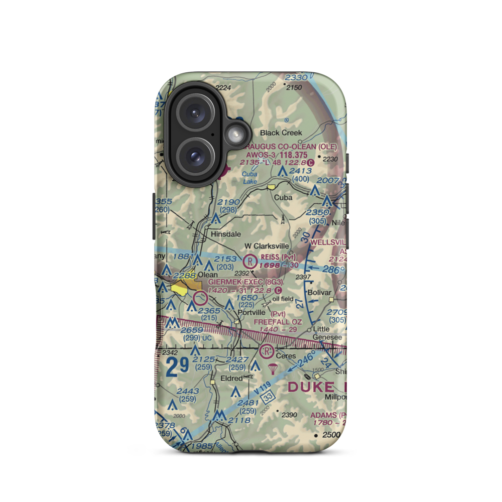 Reiss Game Farm Airport (75NY) VFR Sectional  Tough iPhone Case iPhone 16 model shown