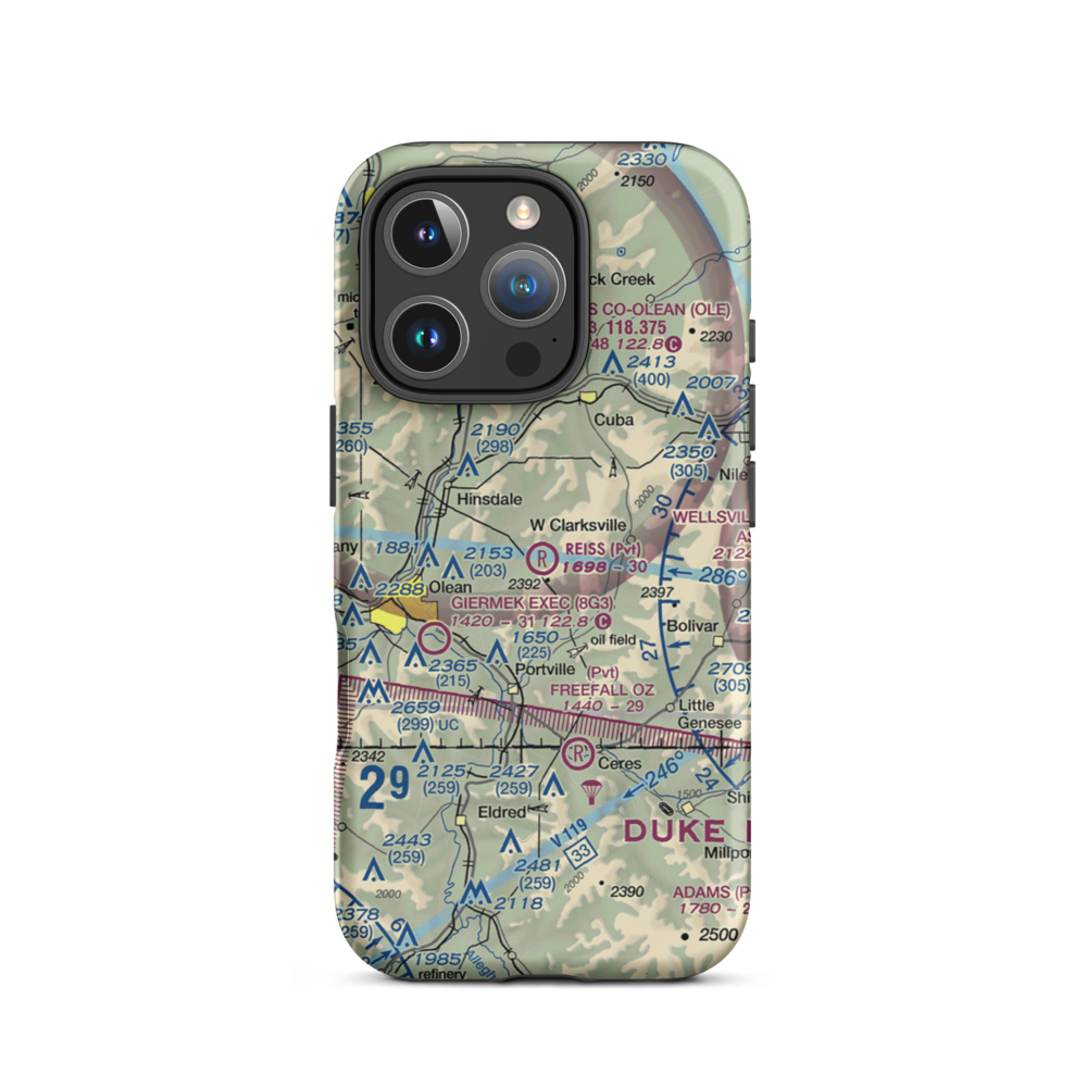 Reiss Game Farm Airport (75NY) VFR Sectional  Tough iPhone Case iPhone 16 Pro model shown