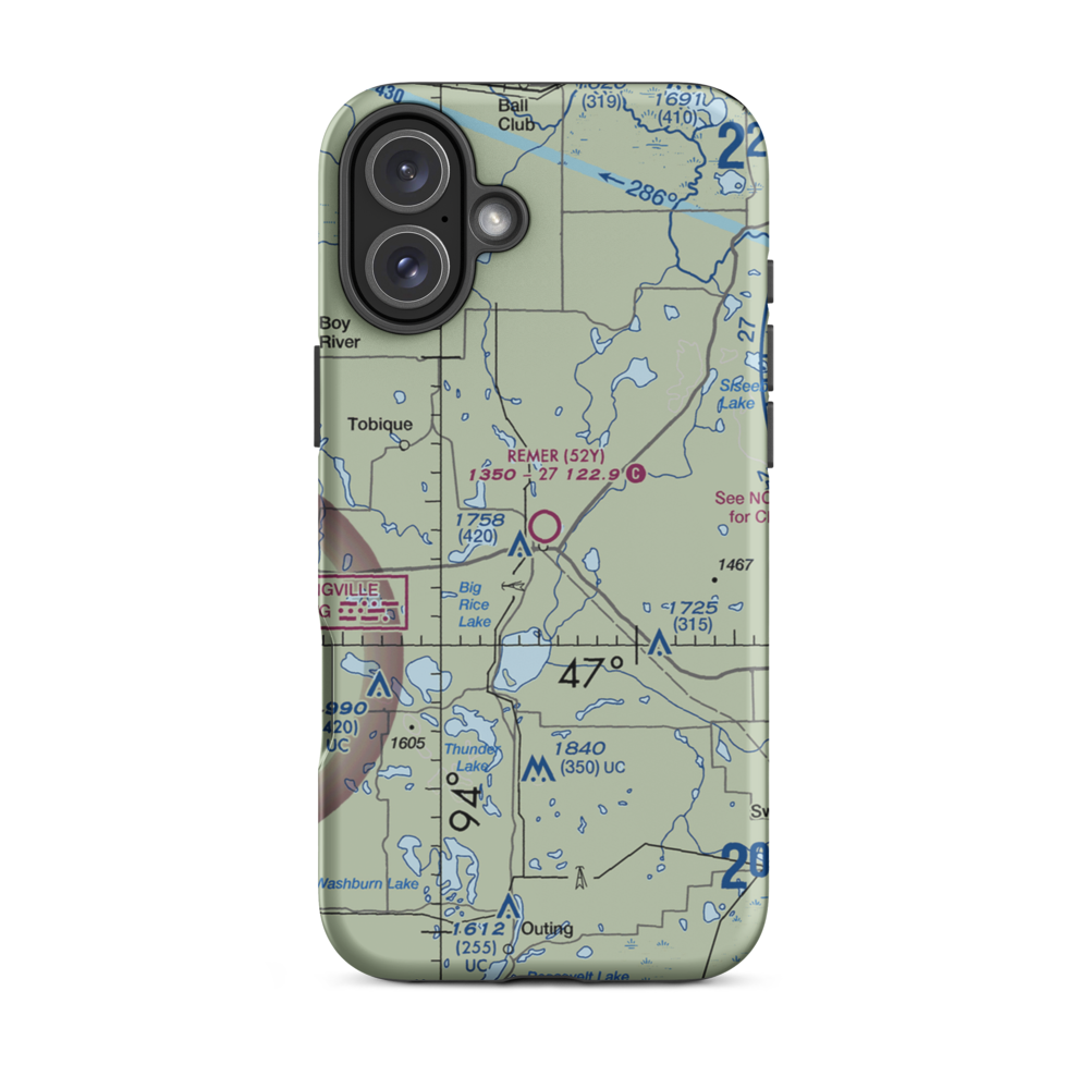 Remer Municipal Airport (52Y) VFR Sectional  Tough iPhone Case iPhone 16 Plus model shown