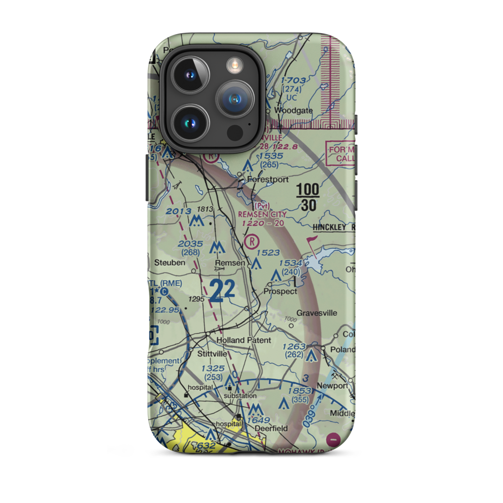 Remsen City Airport (NY57) VFR Sectional  Tough iPhone Case iPhone 16 Pro Max model shown