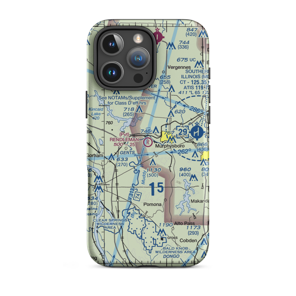 Rendleman Airport (4IL8) VFR Sectional  Tough iPhone Case iPhone 16 Pro Max model shown