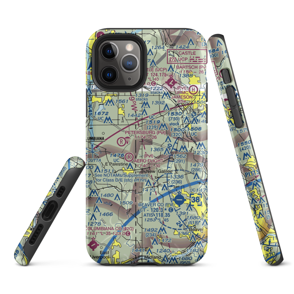 Reno Airport (PN11) VFR Sectional  Tough iPhone Case iPhone 11 Pro model shown