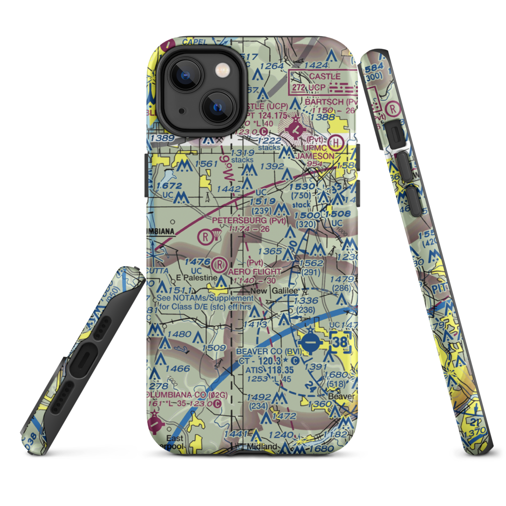 Reno Airport (PN11) VFR Sectional  Tough iPhone Case iPhone 14 Plus model shown